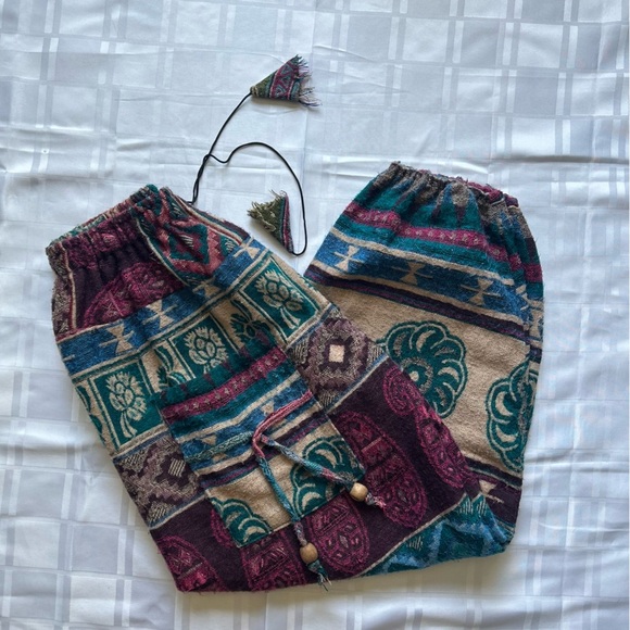 Pants - Multi-print Bohemian Style Loose Fit Tapped Ankle Pants